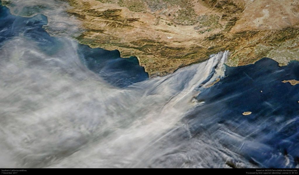 Composite image of wildfires taken by a satellite