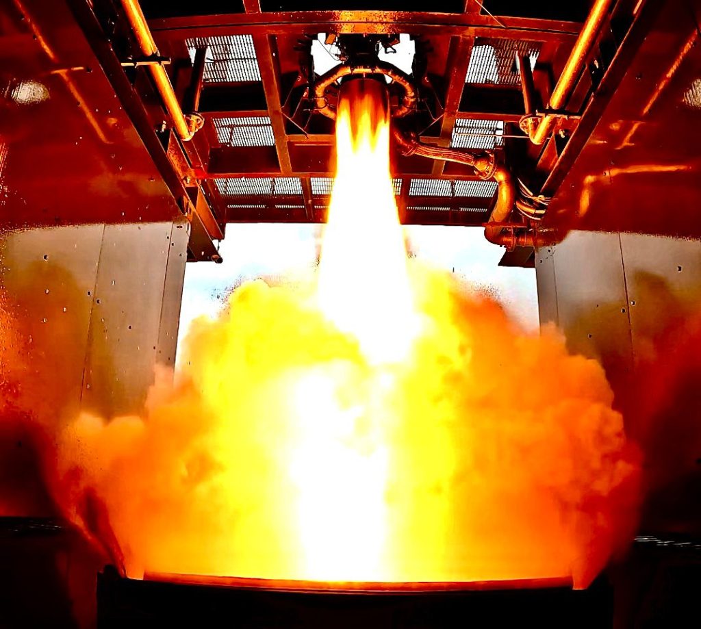 Skyrora's rocket engine firing at their test site in Scotland